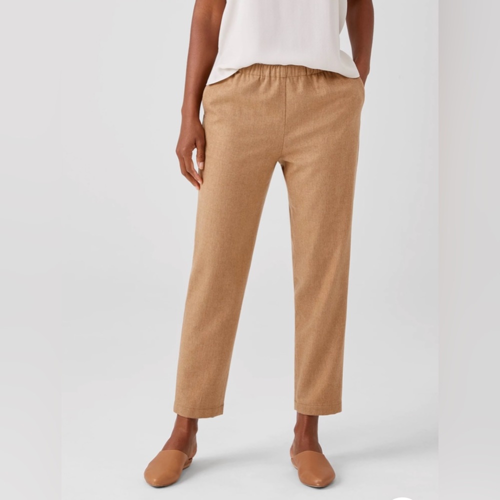 Soft Wool Flannel Tapered Ankle Pant